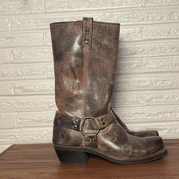 Frye Distressed Leather Cowboy Boots Women's Size 8 - Picture 4 of 9